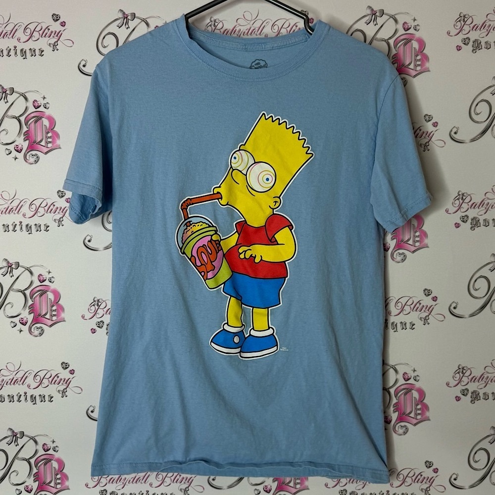 The Simpson tee top swirl Blue T-Shirt with Cartoon Character